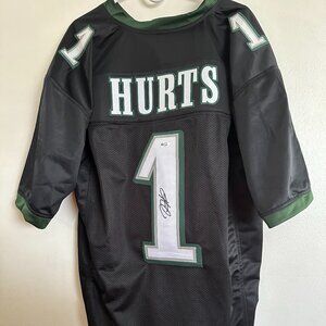 JALEN HURTS SIGNED PHILADELPHIA EAGLES QB AUTOGRAPHED CUSTOM JERSEY W/COA XL 722